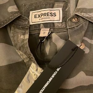 Camouflage long sleeve button down blouse. Size Medium. New with tags